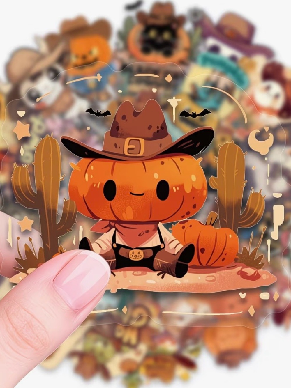 56 Western Halloween Stickers Cowboys & Cowgirls Cactus Pumpkins Ghost Boots - Picture 16 of 16